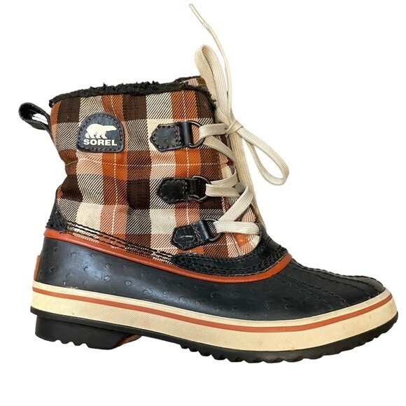 Children's Size 2 Sorel Plaid rain snow duck boots - Picture 1 of 7